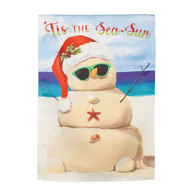 Evergreen Sand Snowman Garden Flag
