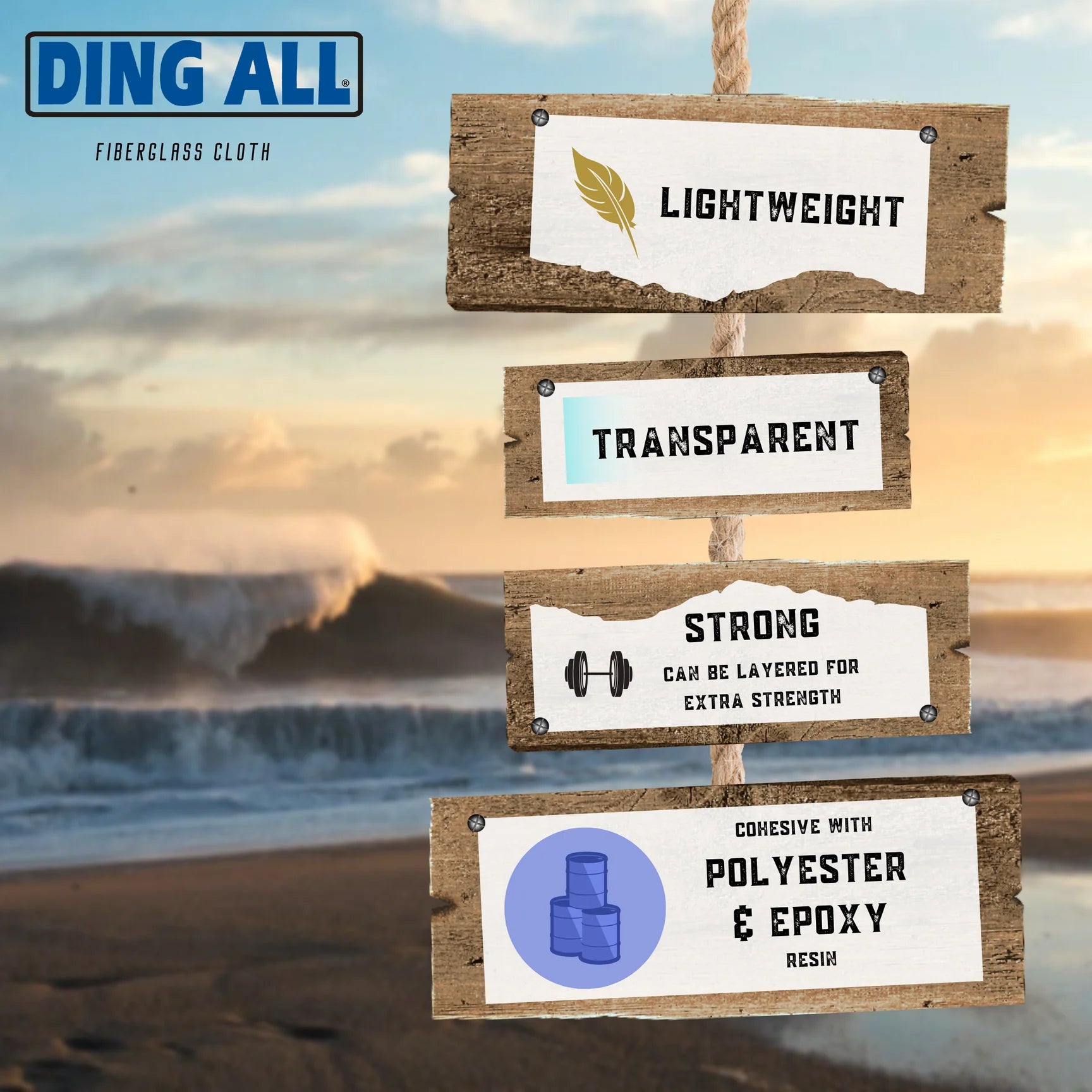 Ding All Fiberglass Cloth 4oz