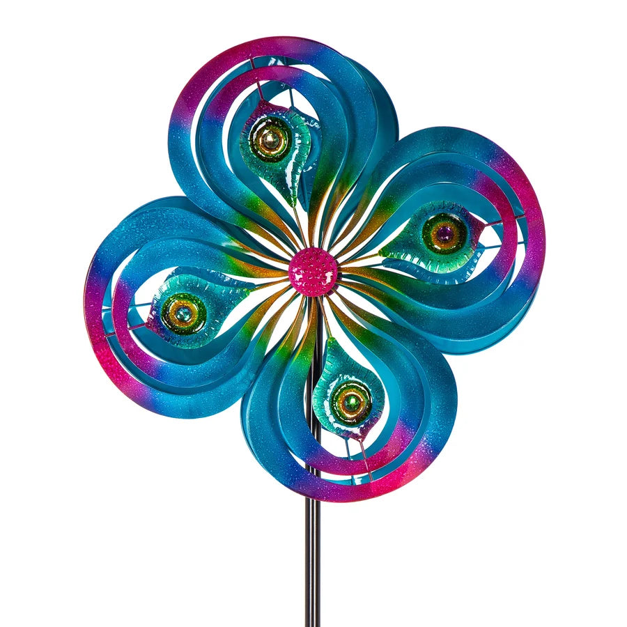 75"H Wind Spinner - Peacock Spirals