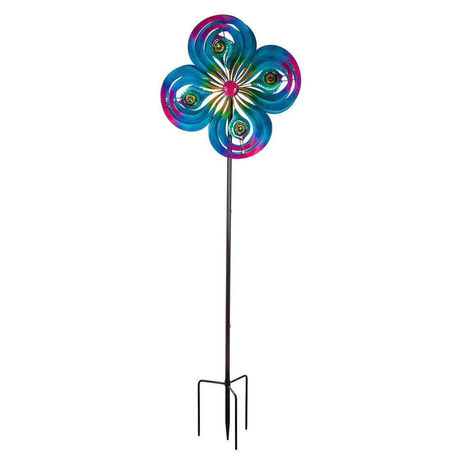 75"H Wind Spinner - Peacock Spirals