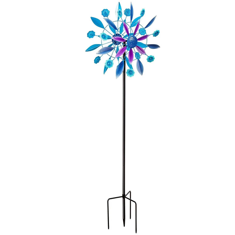 Evergreen 75"H Blue Starburst Wind Spinner