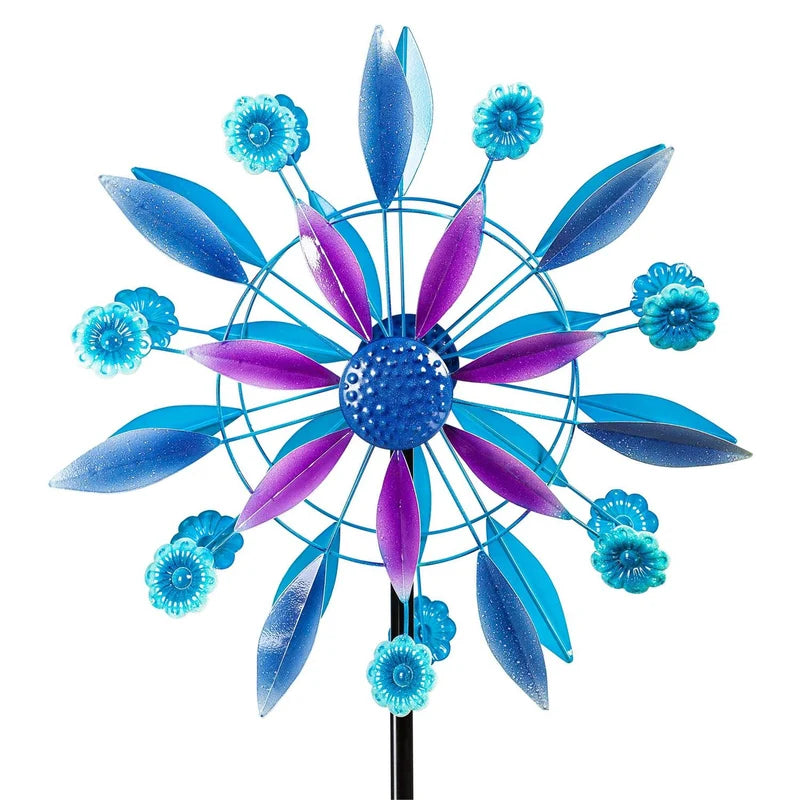 Evergreen 75"H Blue Starburst Wind Spinner