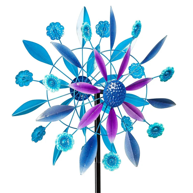 Evergreen 75"H Blue Starburst Wind Spinner