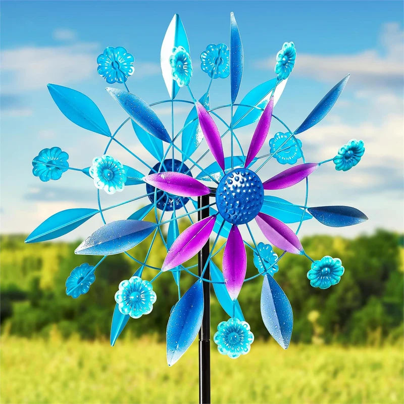 Evergreen 75"H Blue Starburst Wind Spinner