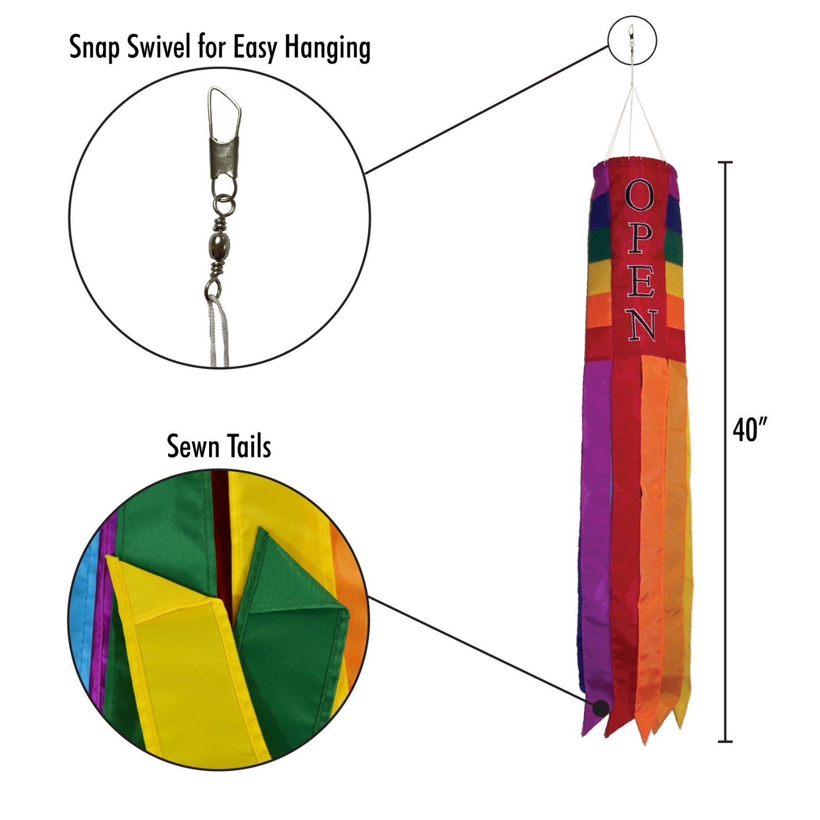 Windsock 40” Open Rainbow 