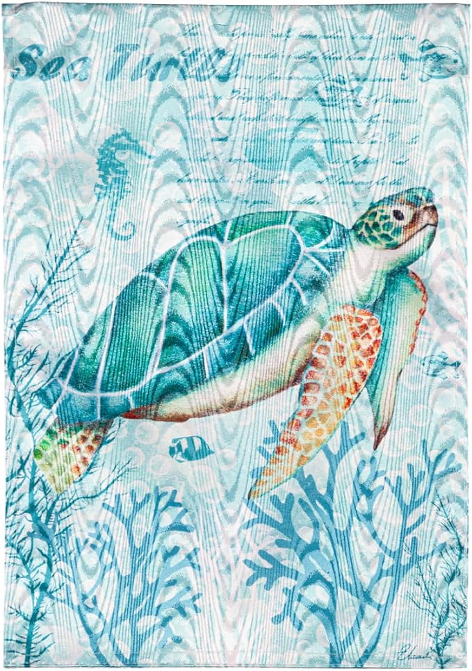Evergreen Sea Turtle Moire House Flag