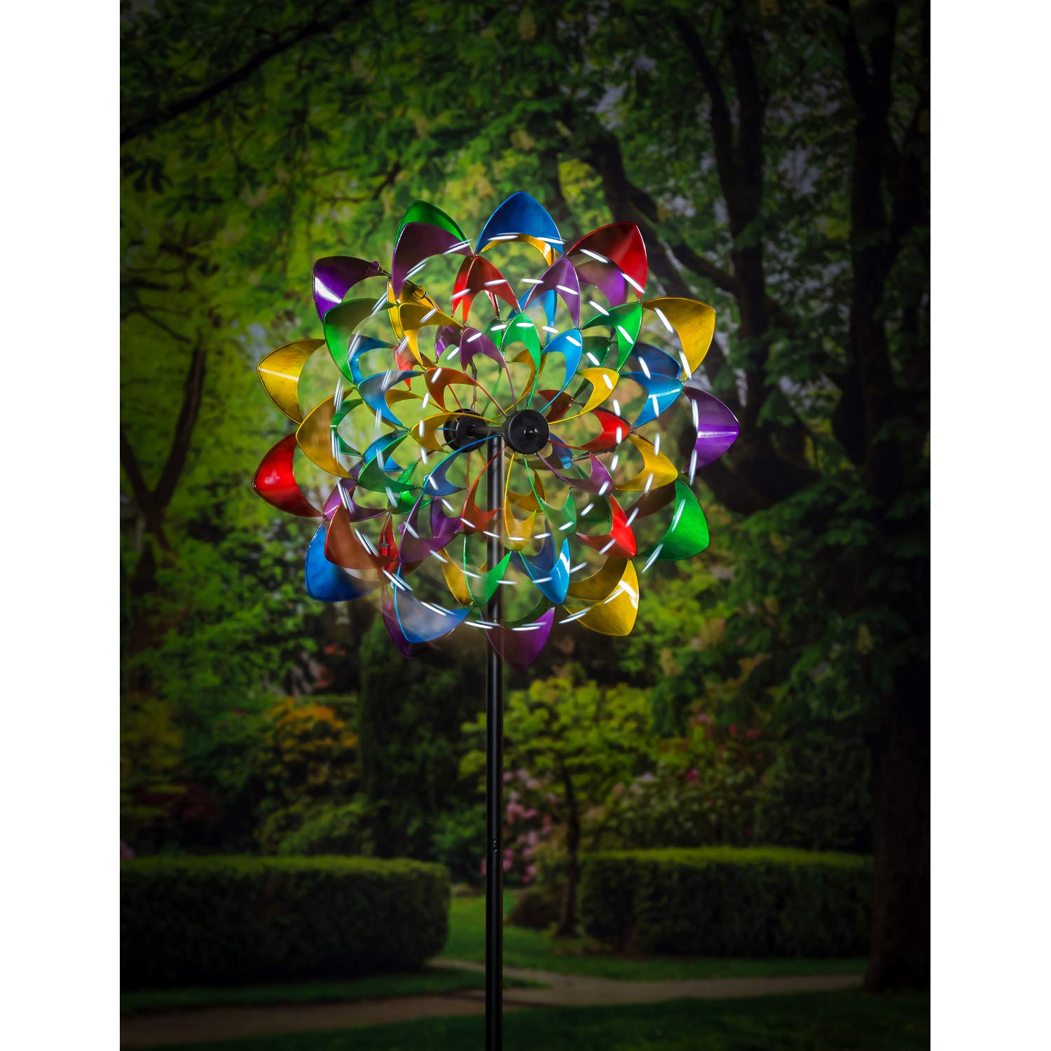 84"H Solar Wind Spinner - Multicolor Flower