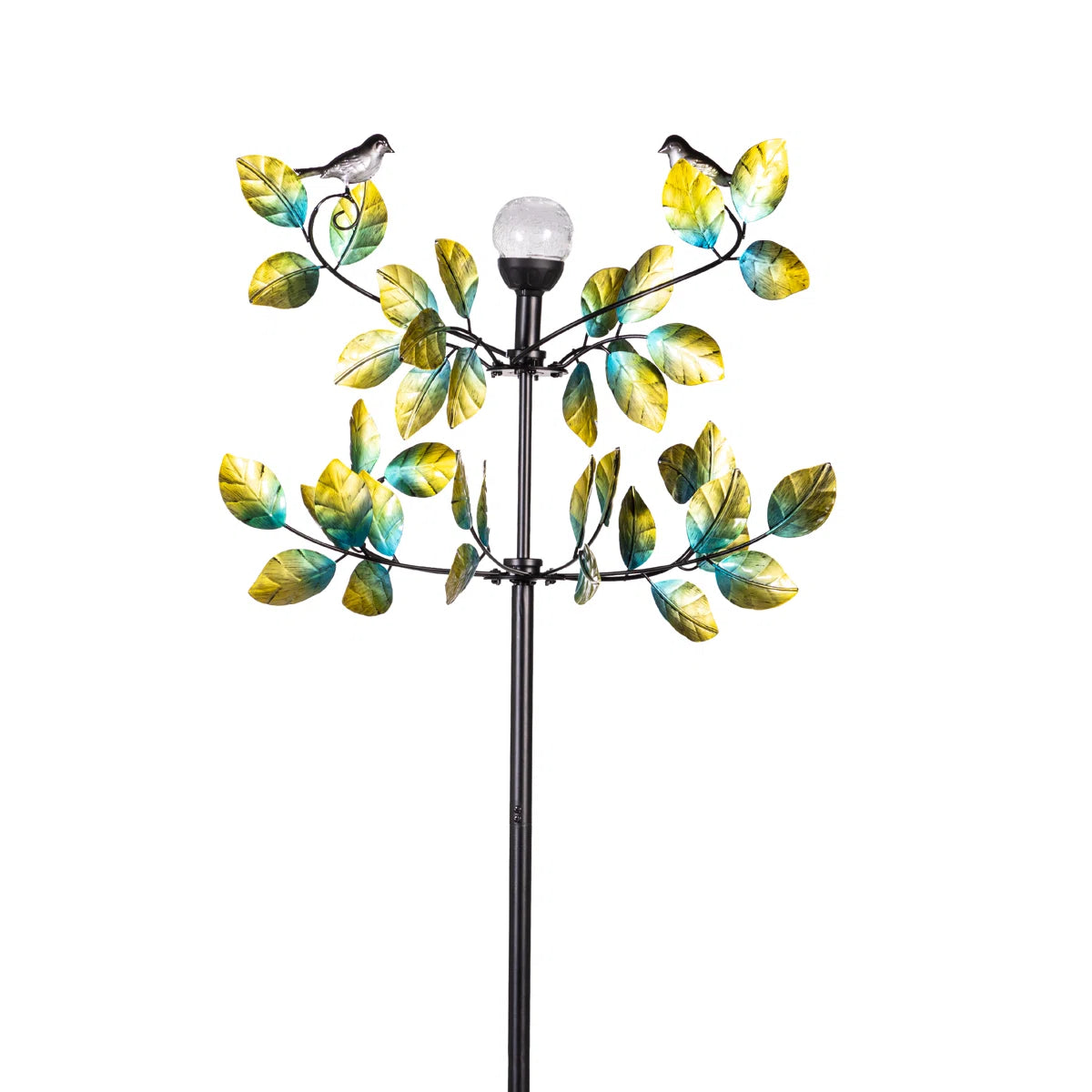 Bird and Leaves Solar Wind Spinner 80"H