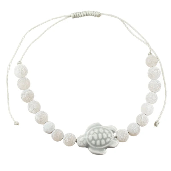 Charming Shark Cracked Agate Beads Turtle Anklet