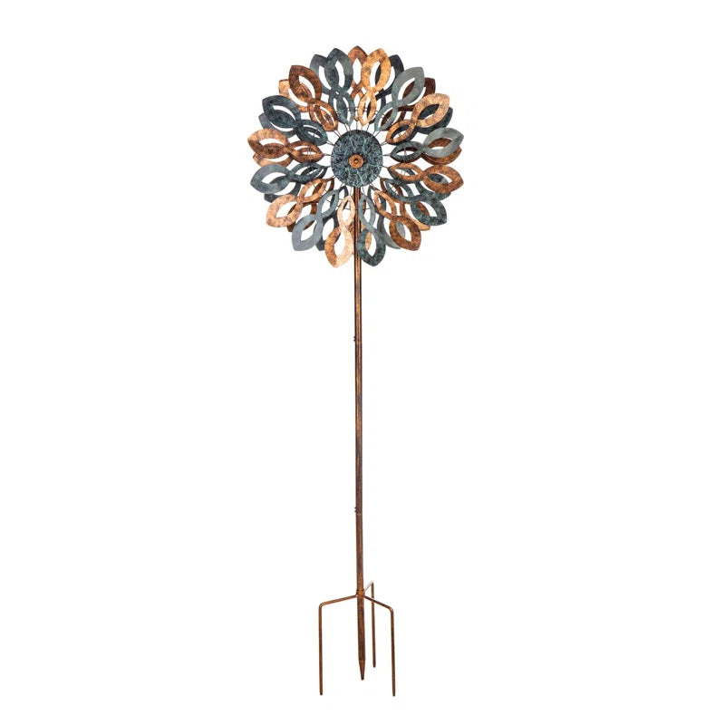 Copper and Verdigris Petals Wind Spinner