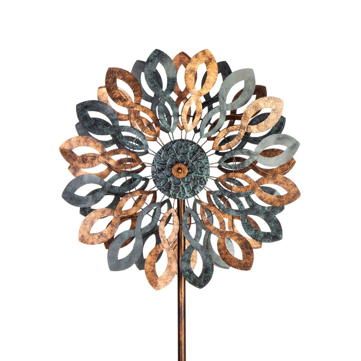 Copper and Verdigris Petals Wind Spinner