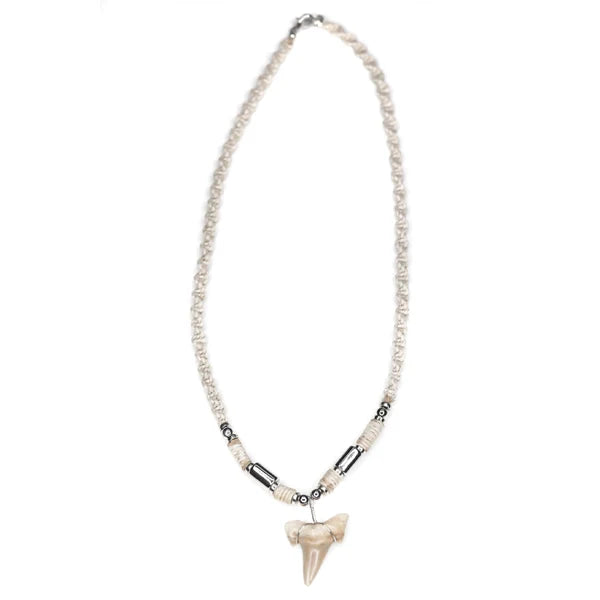 Charming Shark Hemp Braid Fossil Sharks Tooth Necklace