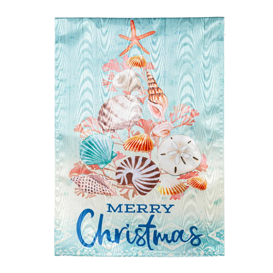 evergreen flags / seashell tree moire garden flag
