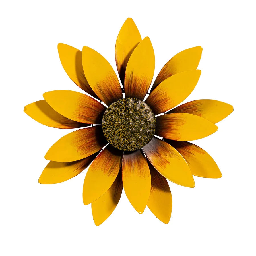 Metal Yellow Sunflower Wall Spinner 13"