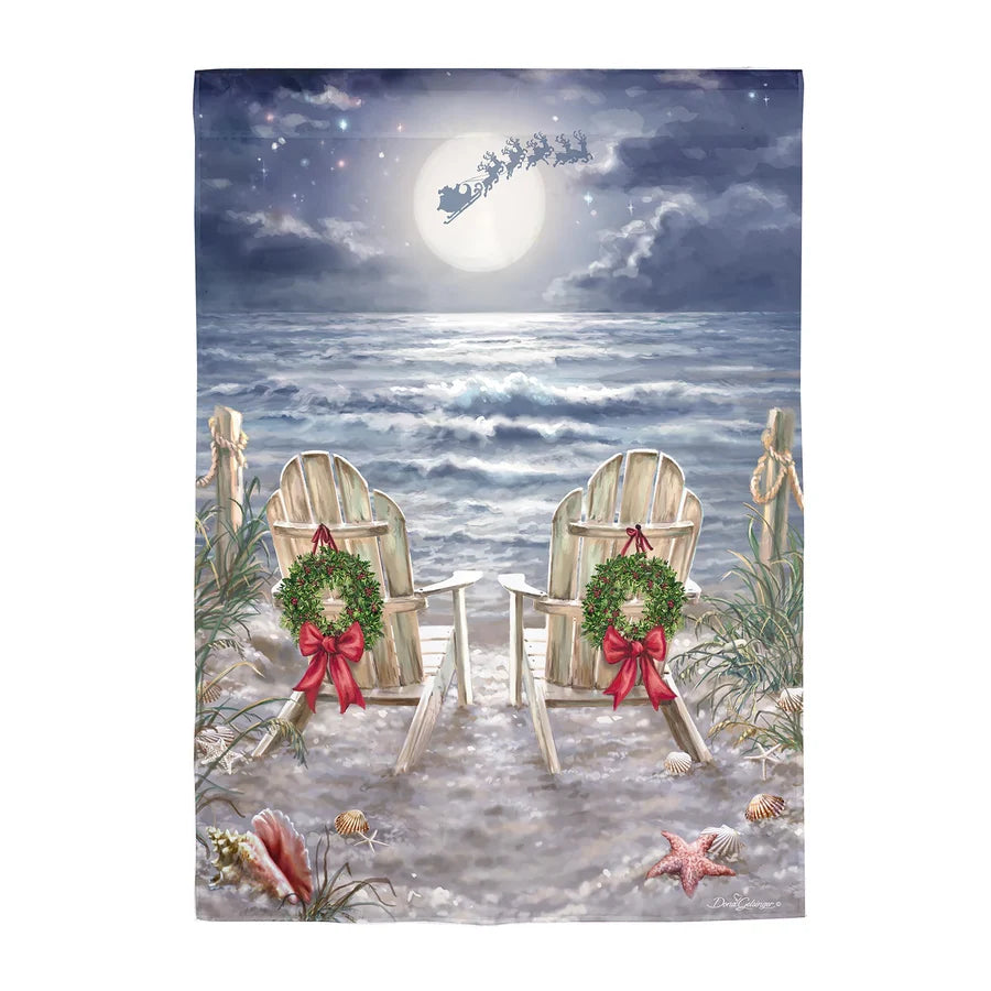 Evergreen Christmas on the Beach Garden Flag