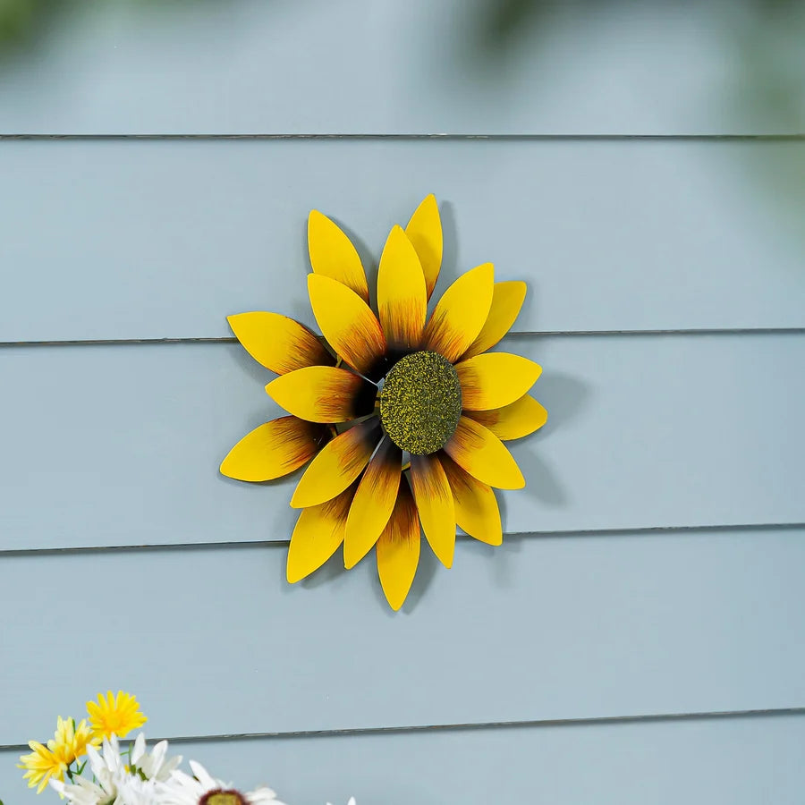Metal Yellow Sunflower Wall Spinner 13"