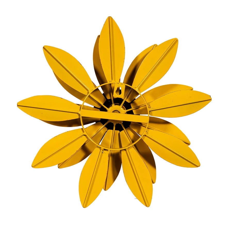 Metal Yellow Sunflower Wall Spinner 13"