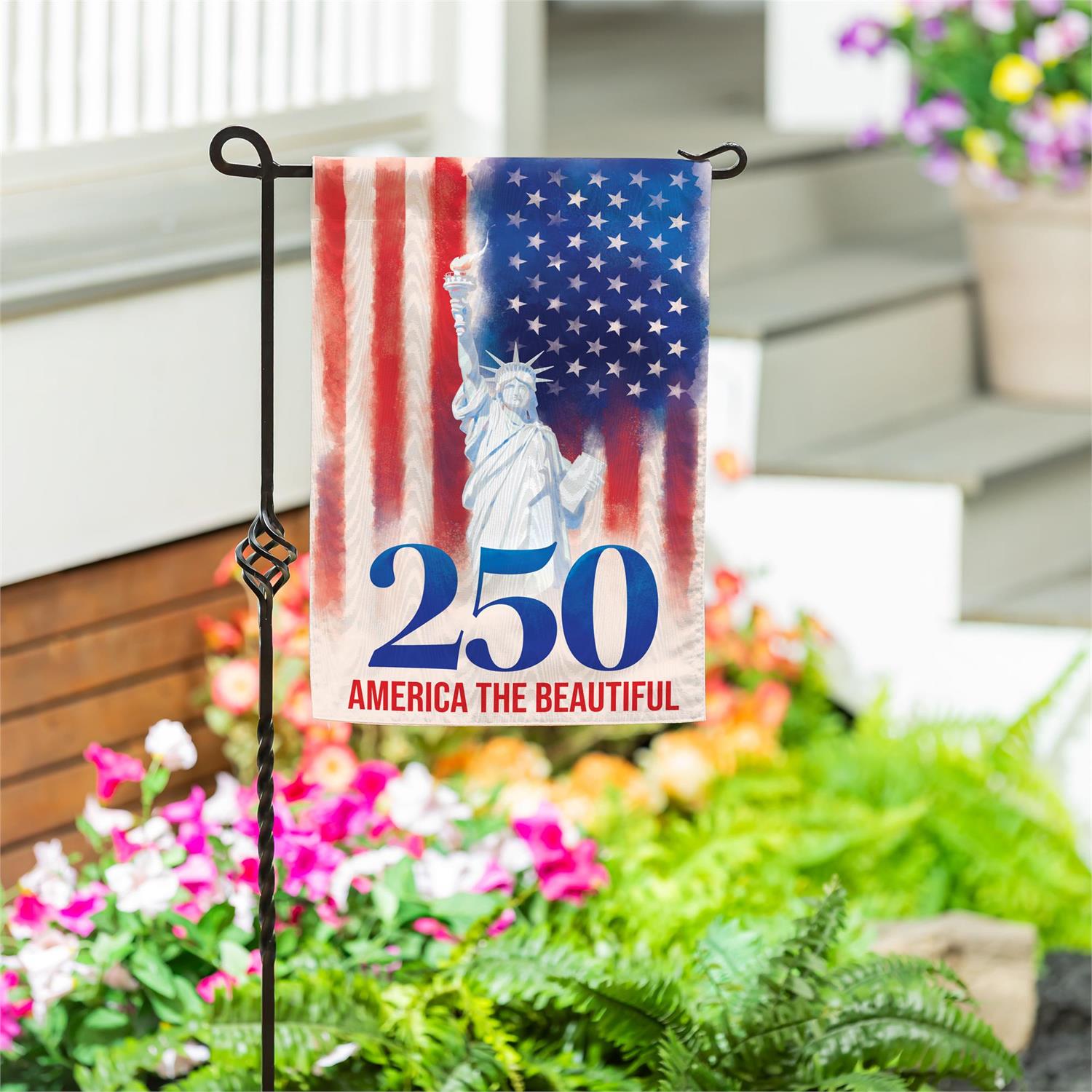250th Anniversary America The Beautiful Moire Garden Flag