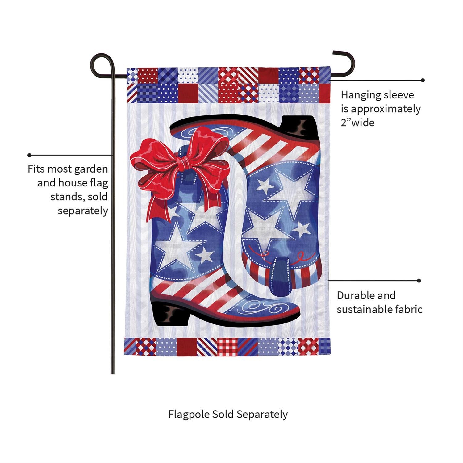 Patriotic Western Boots Moire Garden Flag