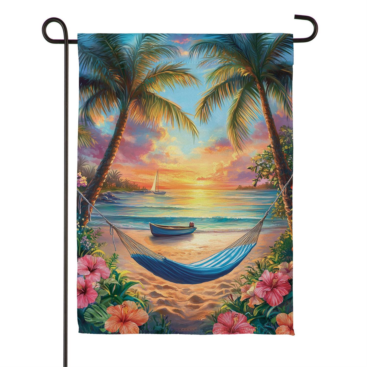 View Of Paradise Suede Garden Flag