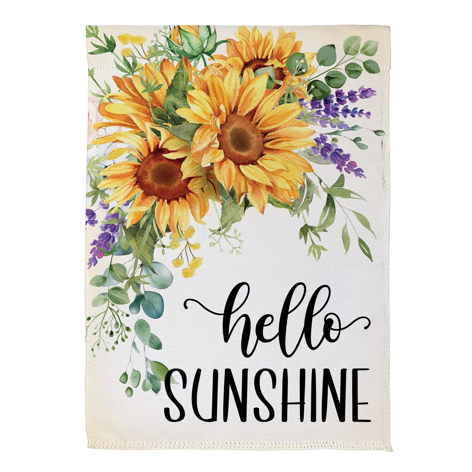 Hello Sunshine Sunflower Suede Garden Flag