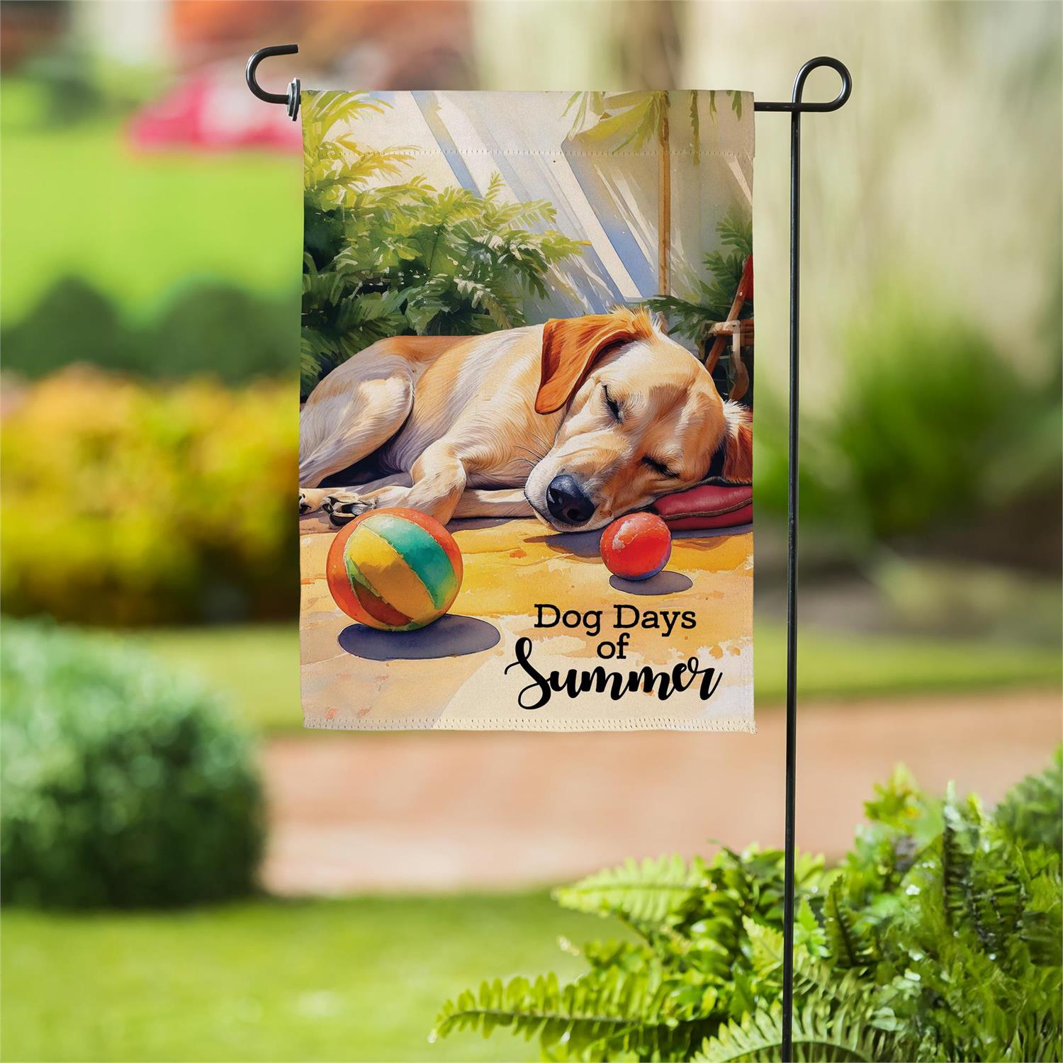 Dog Days Of Summer Suede Garden Flag