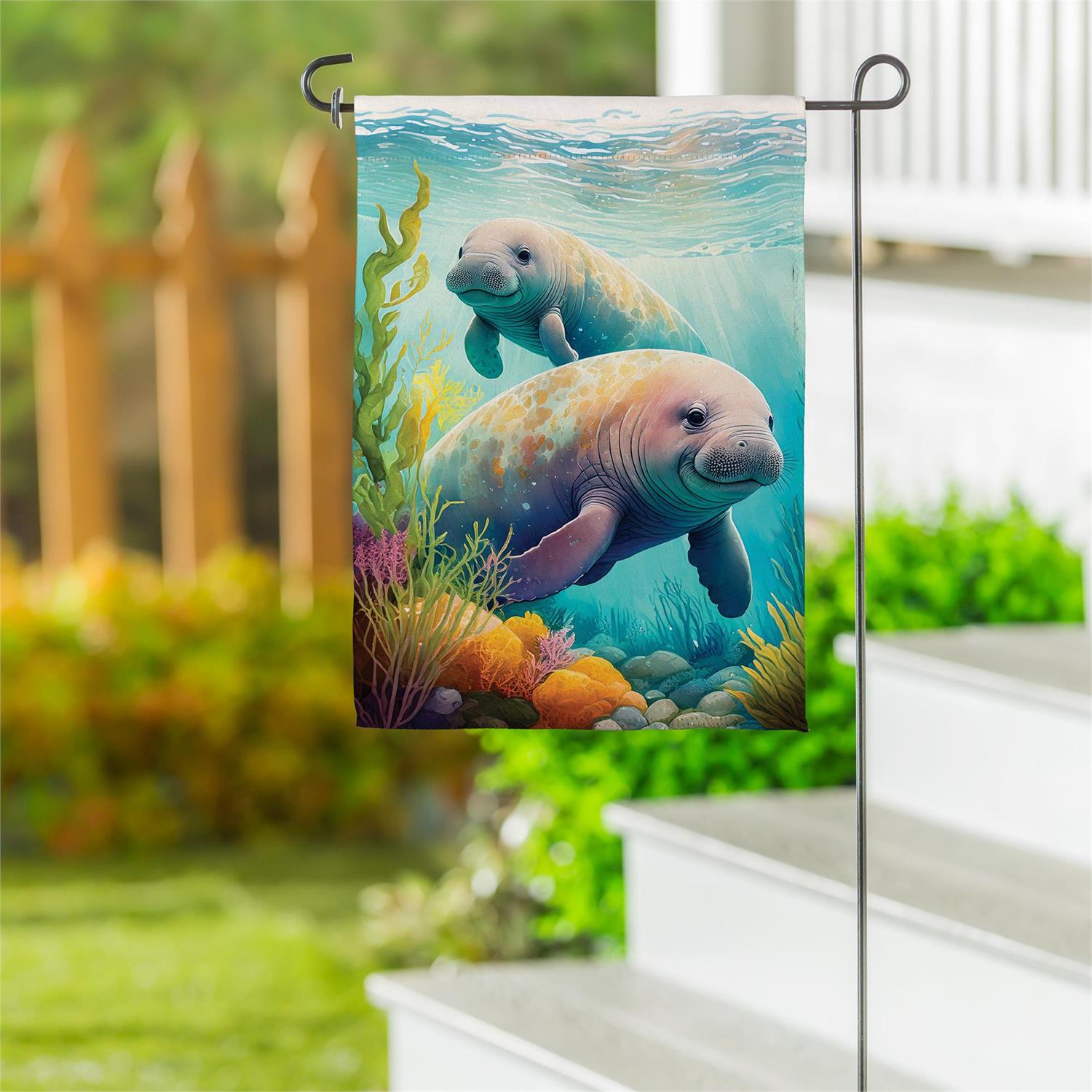 Sea Manatees Suede Garden Flag
