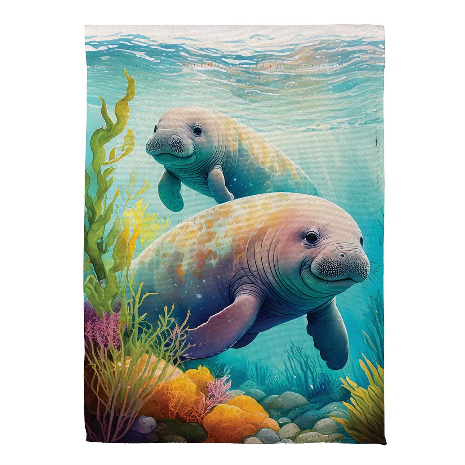 Sea Manatees Suede Garden Flag