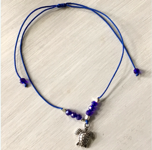 Charming Shark Sea Turtle Crystal Cord Anklet