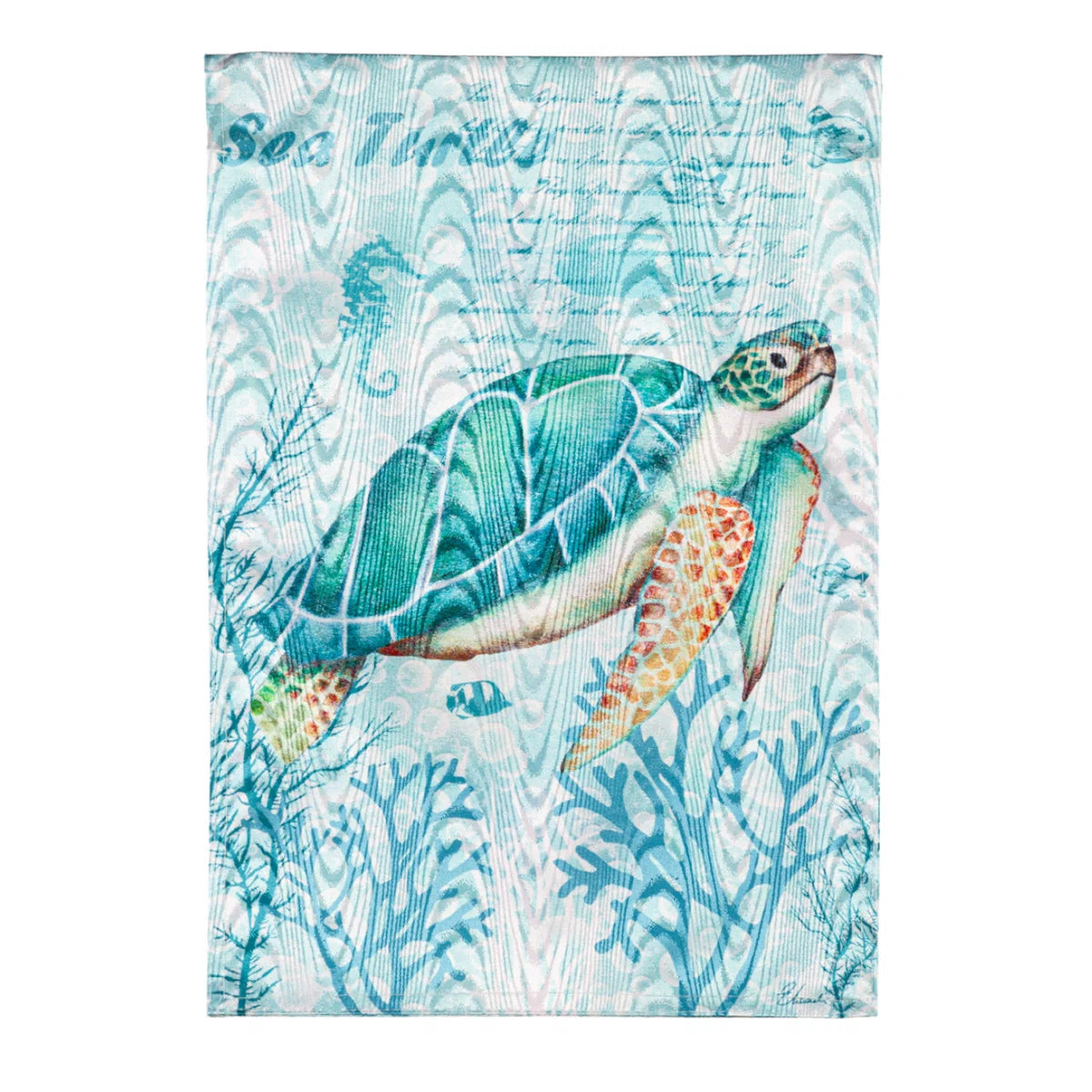 Evergreen Sea Turtle Moire Garden Flag