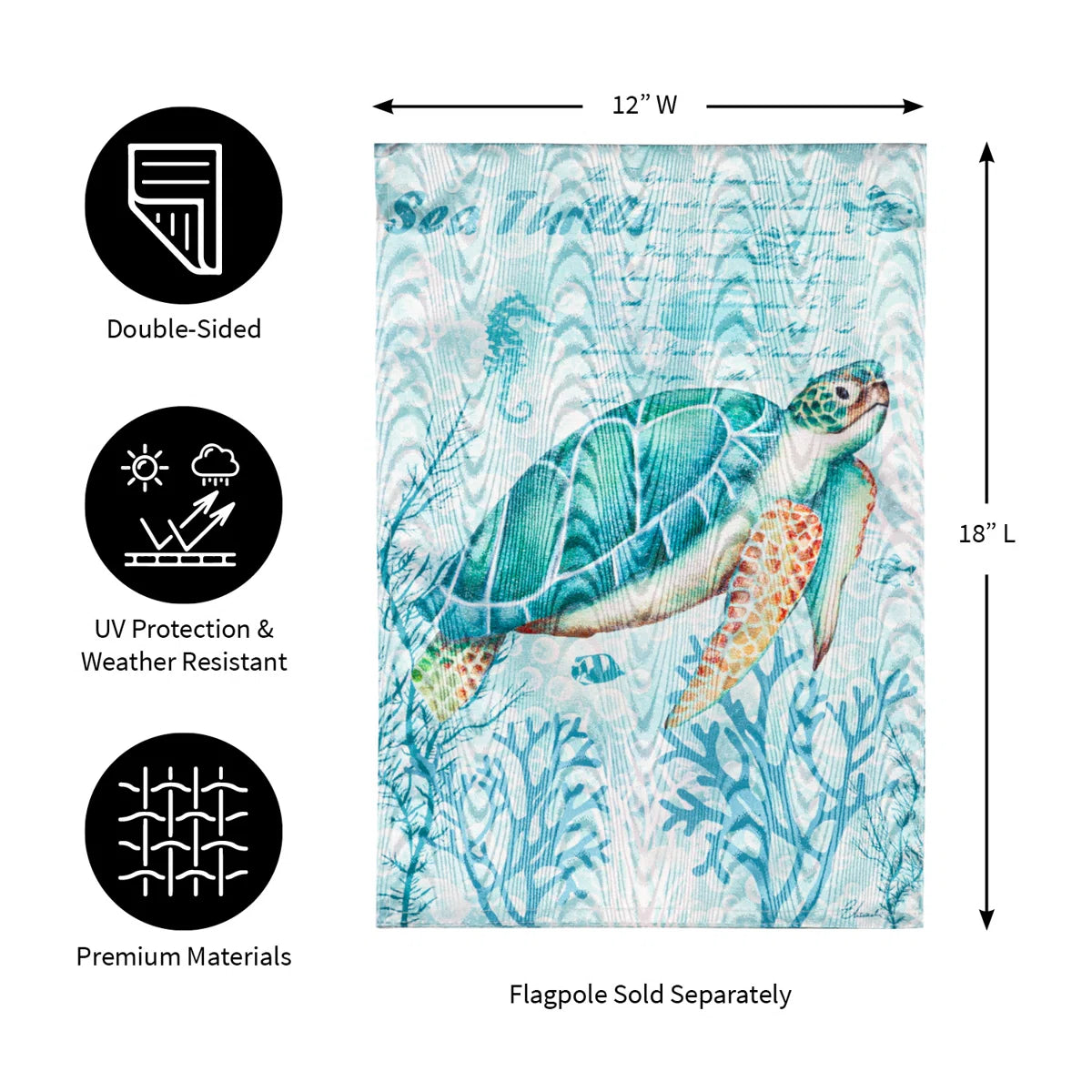 Evergreen Sea Turtle Moire Garden Flag