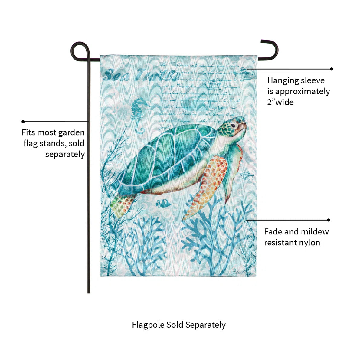 Evergreen Sea Turtle Moire Garden Flag