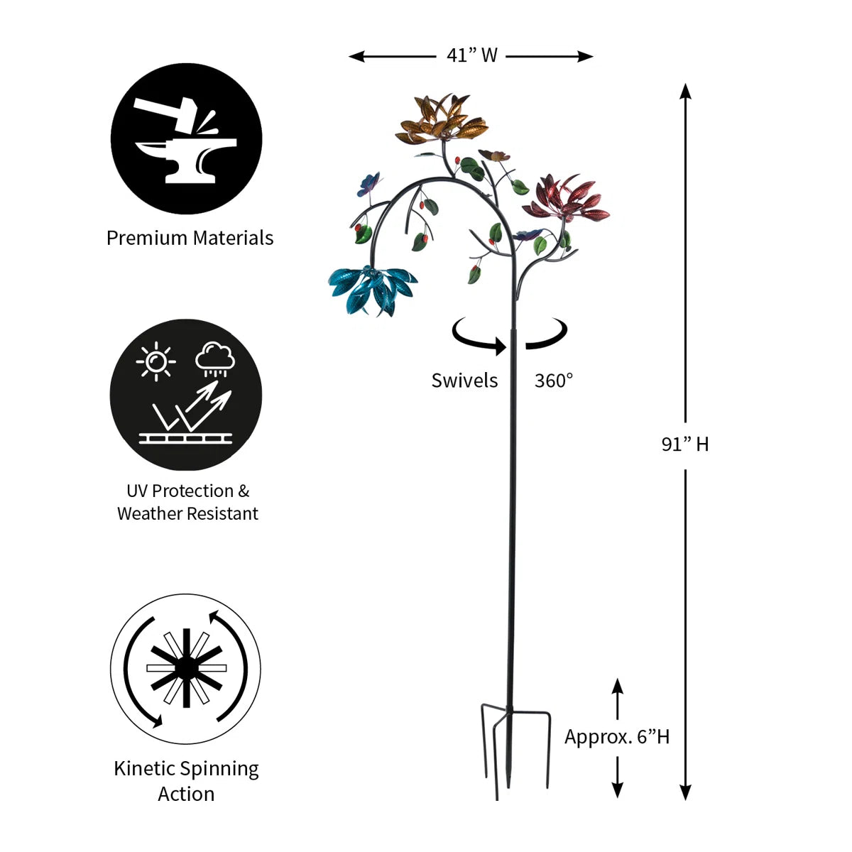 Spinner Flowers 91"H