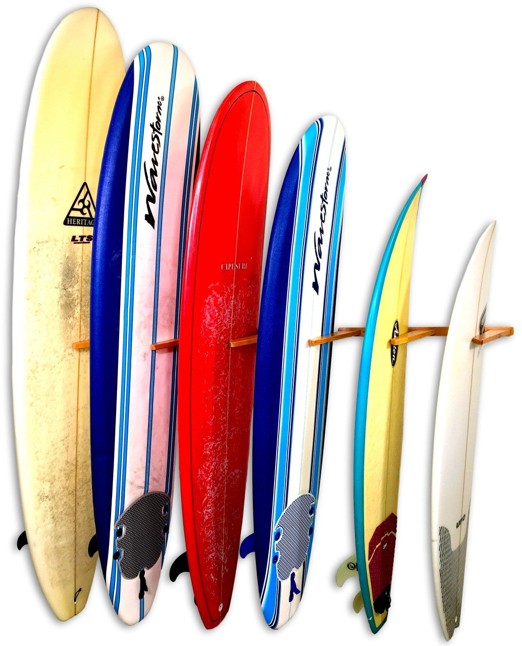 Holden Beach Surfboard Storage Vertical Wood Rack | Holds 6 Surfboards