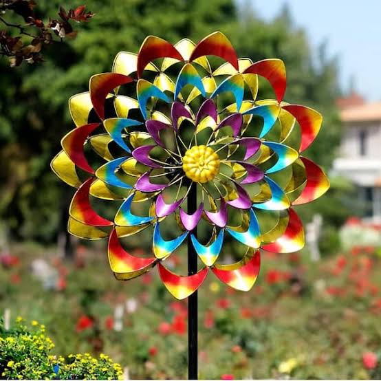 84"H Solar Wind Spinner - Multicolor Flower