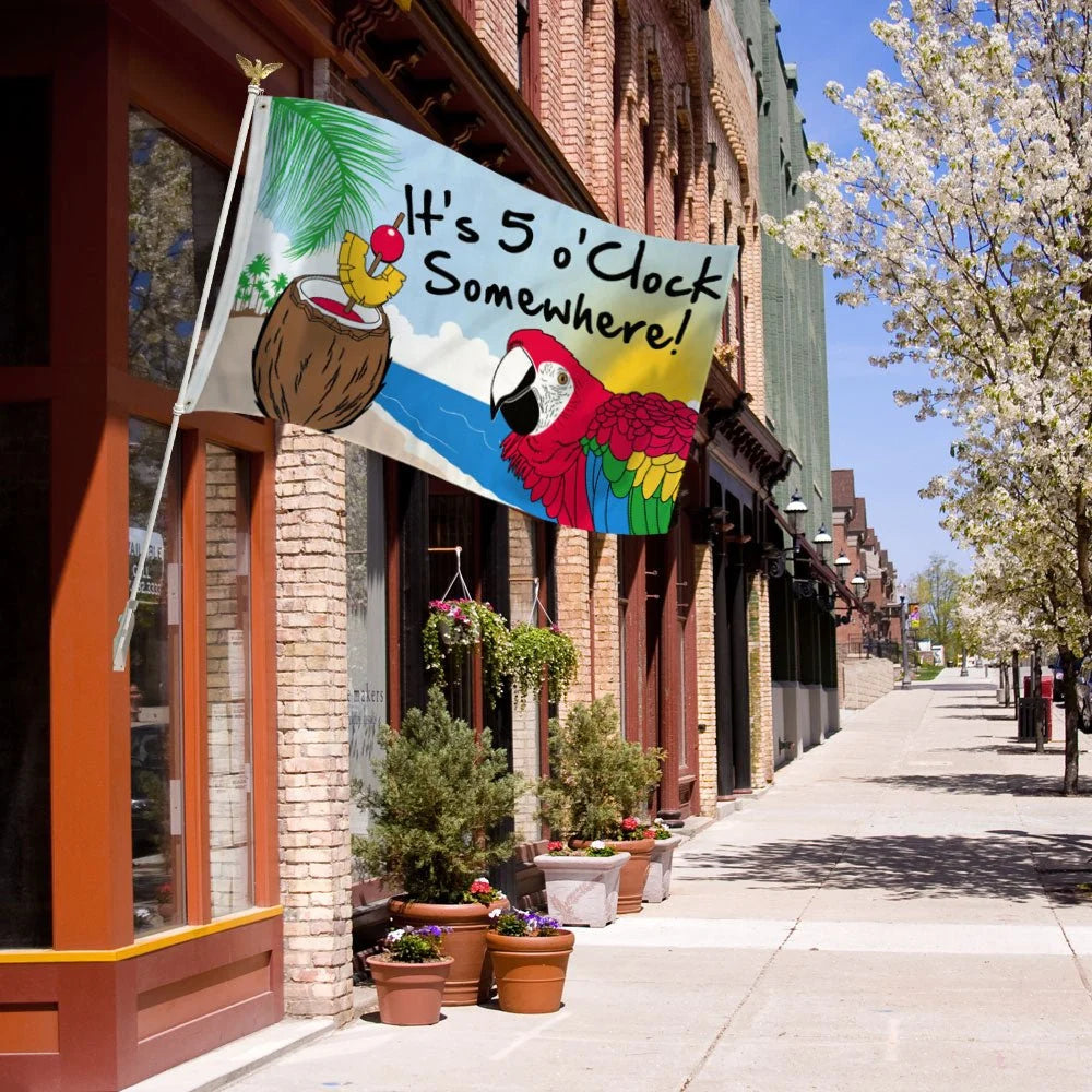 Custom Decor It's 5 O'Clock Somewhere Flag