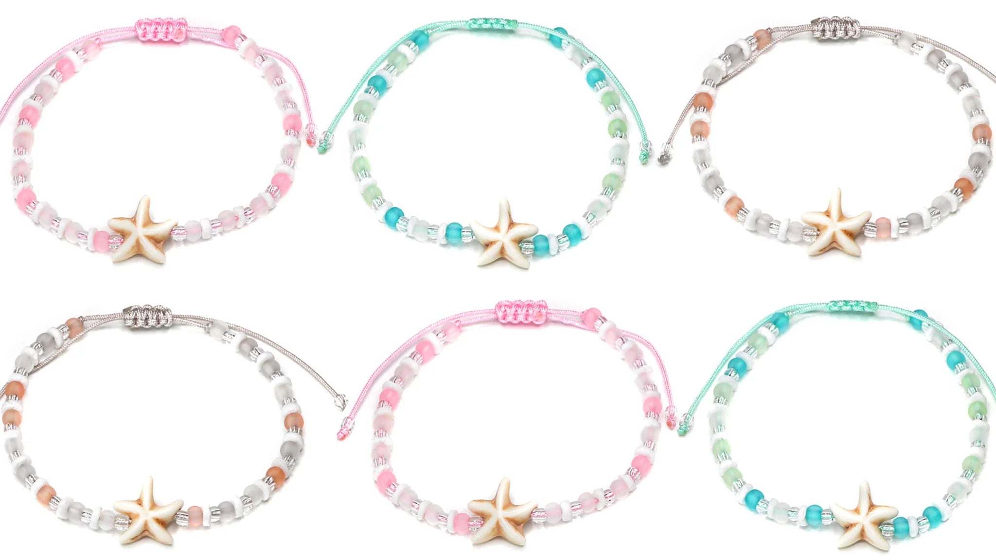 Charming Shark Starfish Glass Bead Bracelet