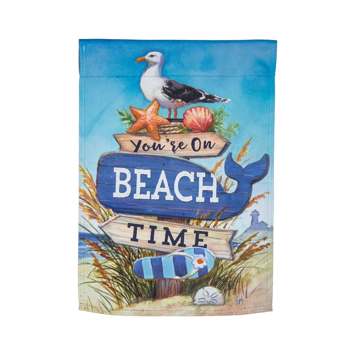 evergreen flags / You're on Beach time garden flag