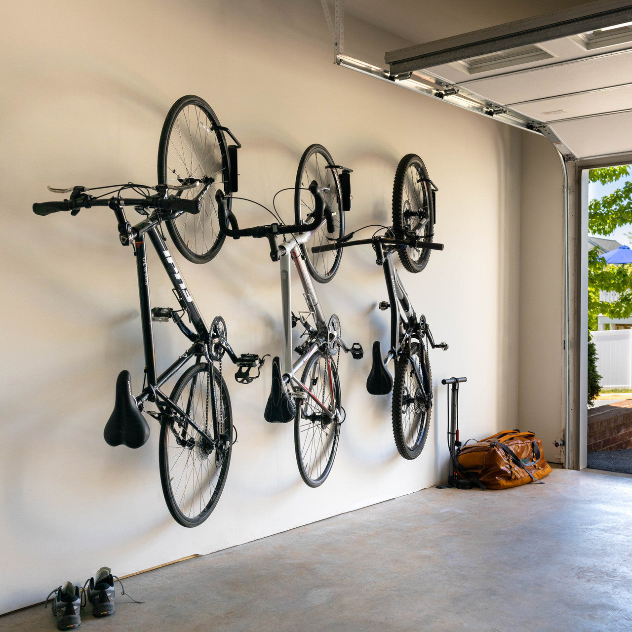 Swivel Mount Bike Storage Rack | 2 Bike Garage Wall Hooks | Deep Water